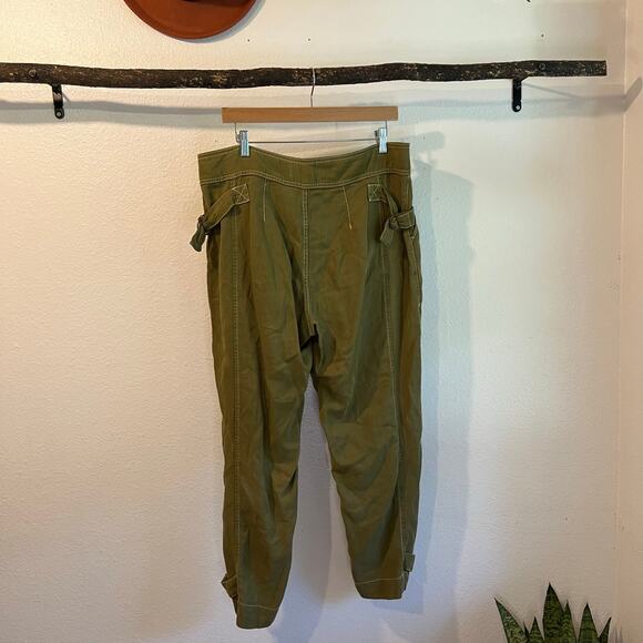 Anthropologie Green Linen Jackson Tapered Utility Pants Size 14 - Picture 16 of 16